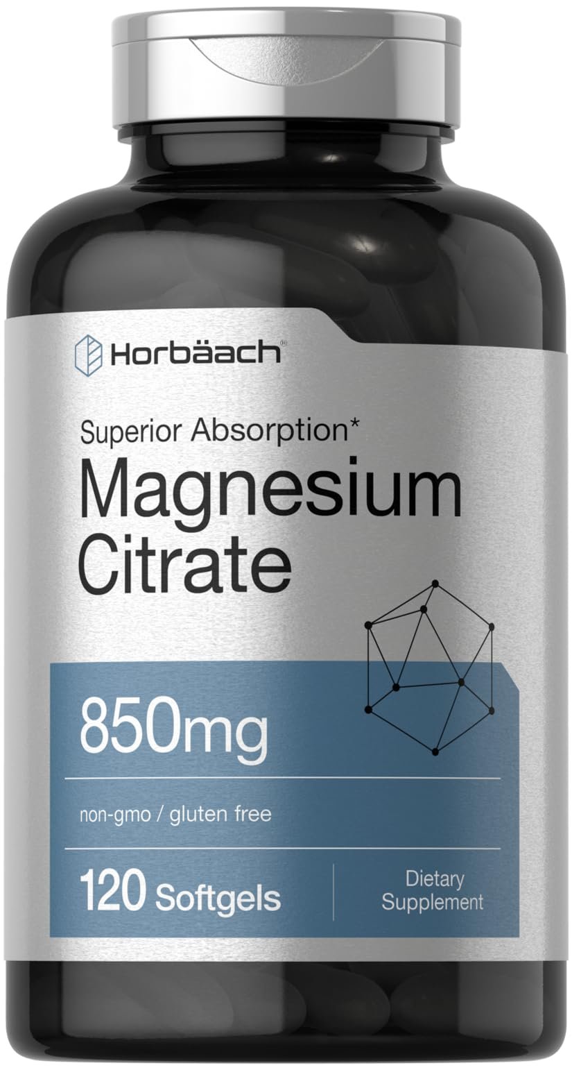 Horbäach Citrato de Magnesio 850 mg (120 cápsulas en gel)