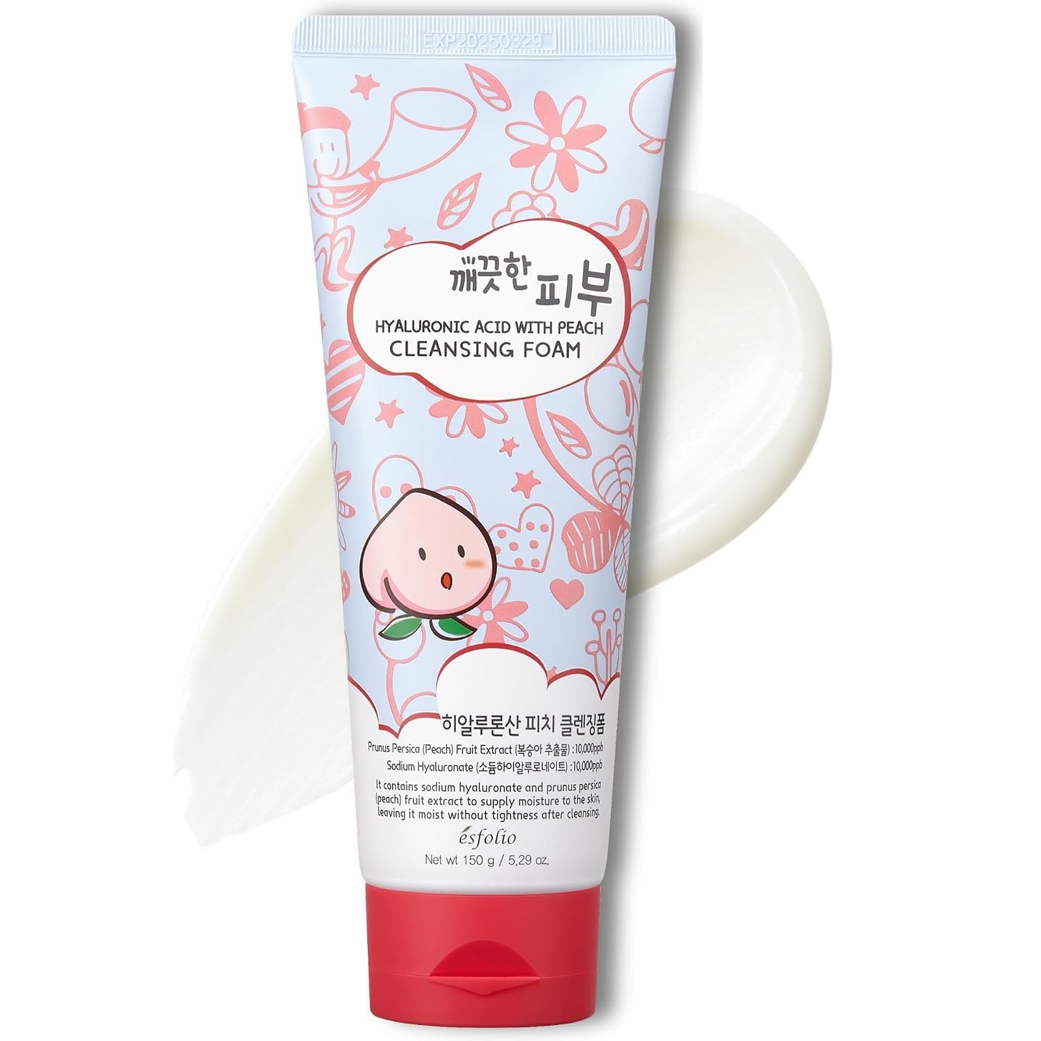 Limpiador Facial De espuma Esfolio Acido Hialuronico de durazno 150 g