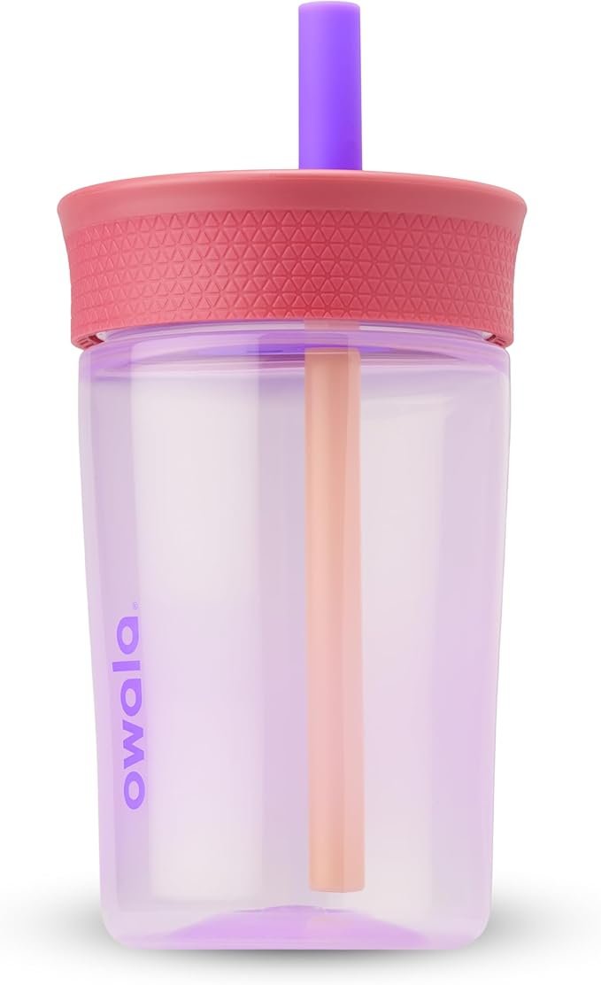 Owala Kids Tumbler – Vaso con Popote Flexible en Color Rosa y Lila